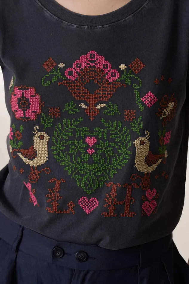 TShirts and Tops Women Leon and Harper Toro Birdy Tshirt Carbone