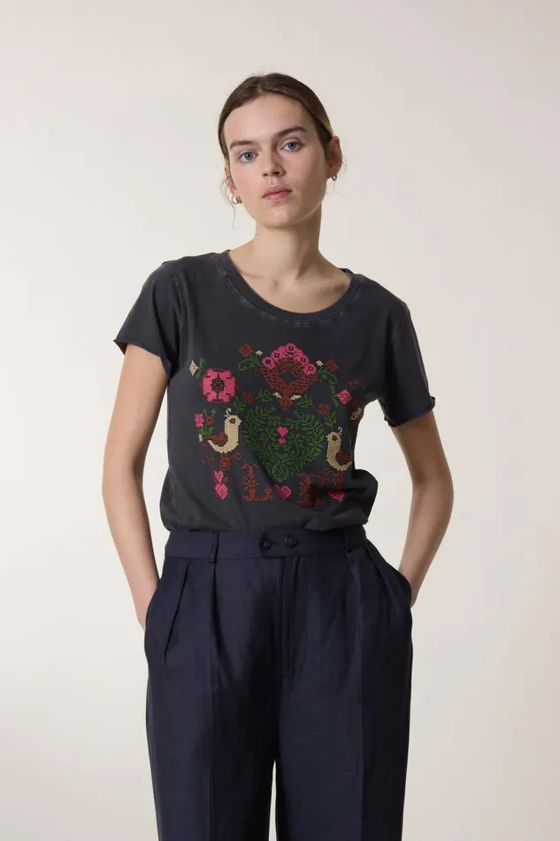 TShirts and Tops Women Leon and Harper Toro Birdy Tshirt Carbone