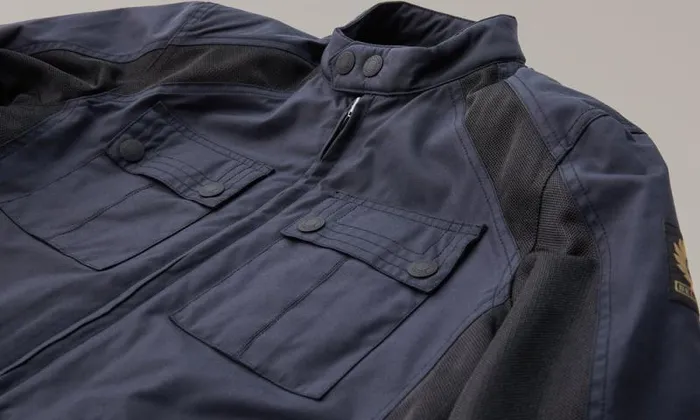 Textile Motorcycle Jackets Men Belstaff Temple Motorcycle Jacket Dark Navy