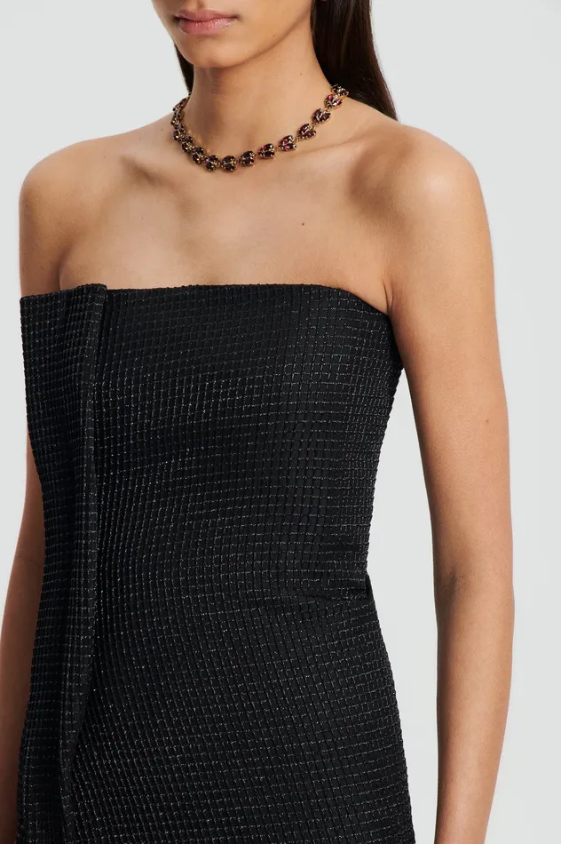 TINSEL GINGHAM GOWN BLACK Dresses Scanlan Theodore Women