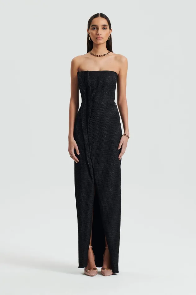 TINSEL GINGHAM GOWN BLACK Dresses Scanlan Theodore Women