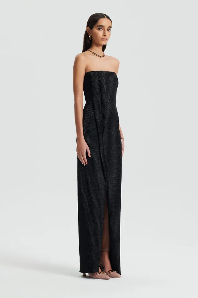 TINSEL GINGHAM GOWN BLACK Dresses Scanlan Theodore Women