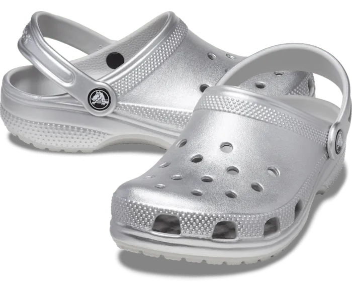 Toddler Classic Metallic Clog Silver Metallic Kids Crocs Clogs