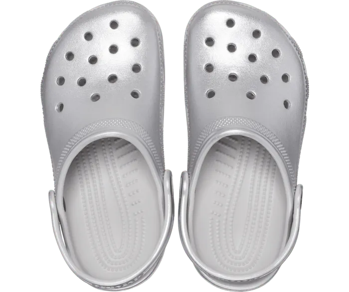 Toddler Classic Metallic Clog Silver Metallic Kids Crocs Clogs