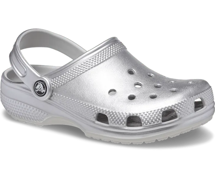 Toddler Classic Metallic Clog Silver Metallic Kids Crocs Clogs