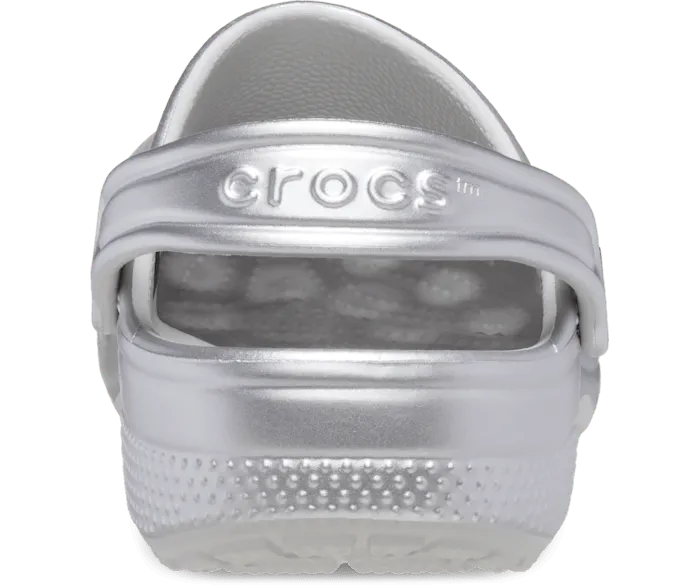 Toddler Classic Metallic Clog Silver Metallic Kids Crocs Clogs