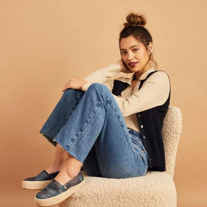 Toms Alpargatas Valencia Platform Espadrille Navy Novelty Denim 8211 Women Toms Alpargatas Valencia Platform Espadrille Navy Novelty Denim 8211 Women