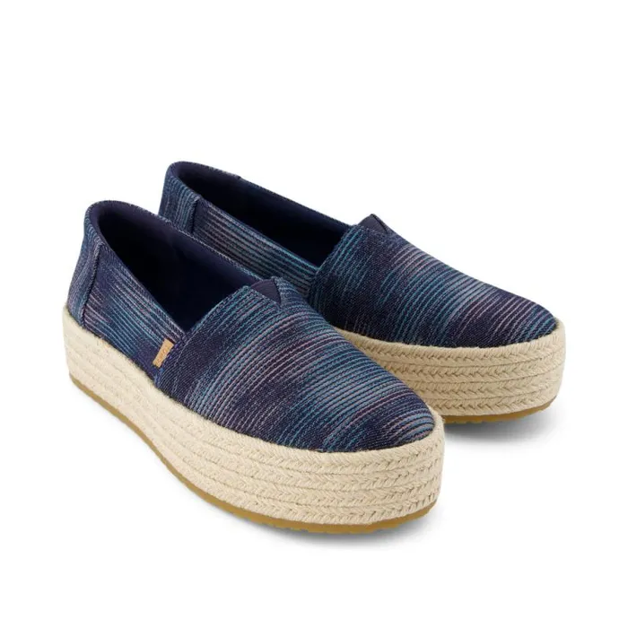 Toms Alpargatas Valencia Platform Espadrille Navy Novelty Denim 8211 Women Toms Alpargatas Valencia Platform Espadrille Navy Novelty Denim 8211 Women