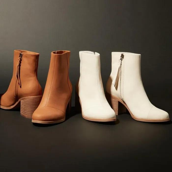 Toms Boots and Booties Evelyn Heeled Boot Leather Light Sand 8211 Women Toms Boots and Booties Evelyn Heeled Boot Leather Light Sand 8211 Women