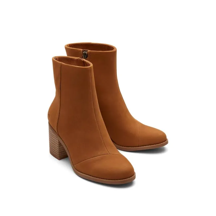 Toms Boots and Booties Evelyn Heeled Boot Leather Tan 8211 Women