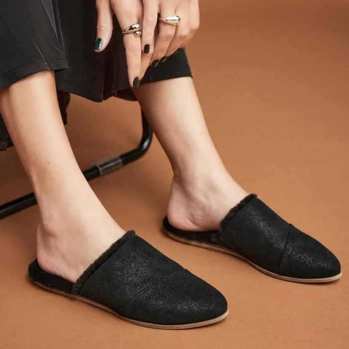 Toms Flats and Loafers Jade Flat Cozy Black 8211 Women Toms Flats and Loafers Jade Flat Cozy Black 8211 Women