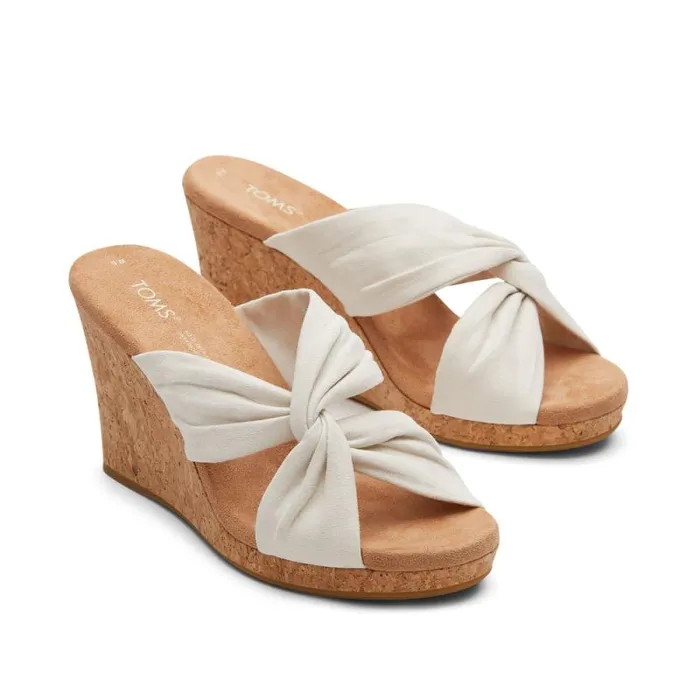 Toms Heels and Wedges Serena Cork Wedge Sandal Natural Microfiber 8211 Women Toms Heels and Wedges Serena Cork Wedge Sandal Natural Microfiber 8211 Women