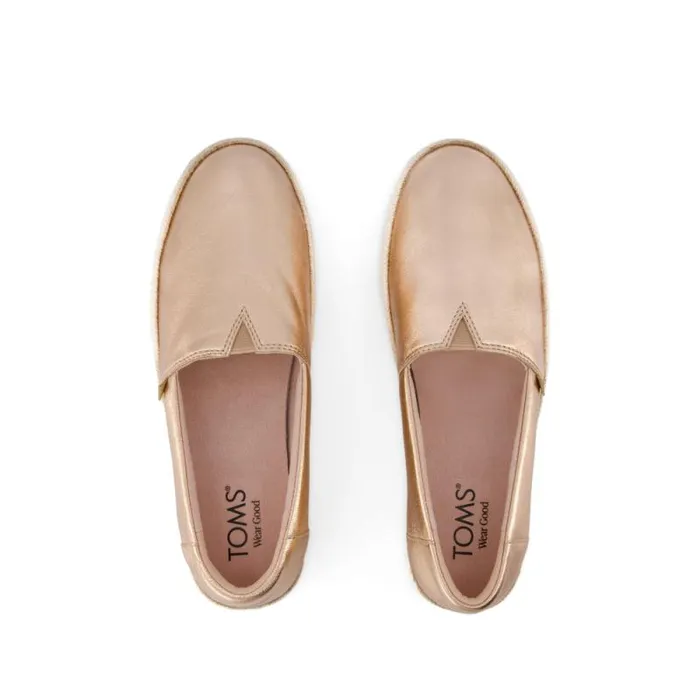 Toms Slip Ons Valencia Platform Espadrille Rose Gold Metallic Nappa Leather 8211 Women Toms Slip Ons Valencia Platform Espadrille Rose Gold Metallic Nappa Leather 8211 Women