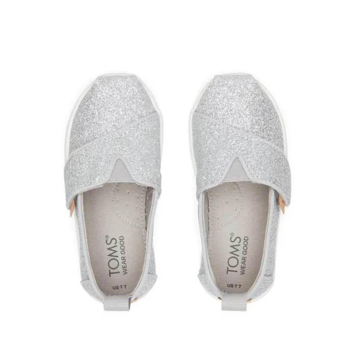 Toms TOMS Classics Alpargata Toddler Shoe Silver Glitter 8211 KidsWomen Toms TOMS Classics Alpargata Toddler Shoe Silver Glitter 8211 KidsWomen