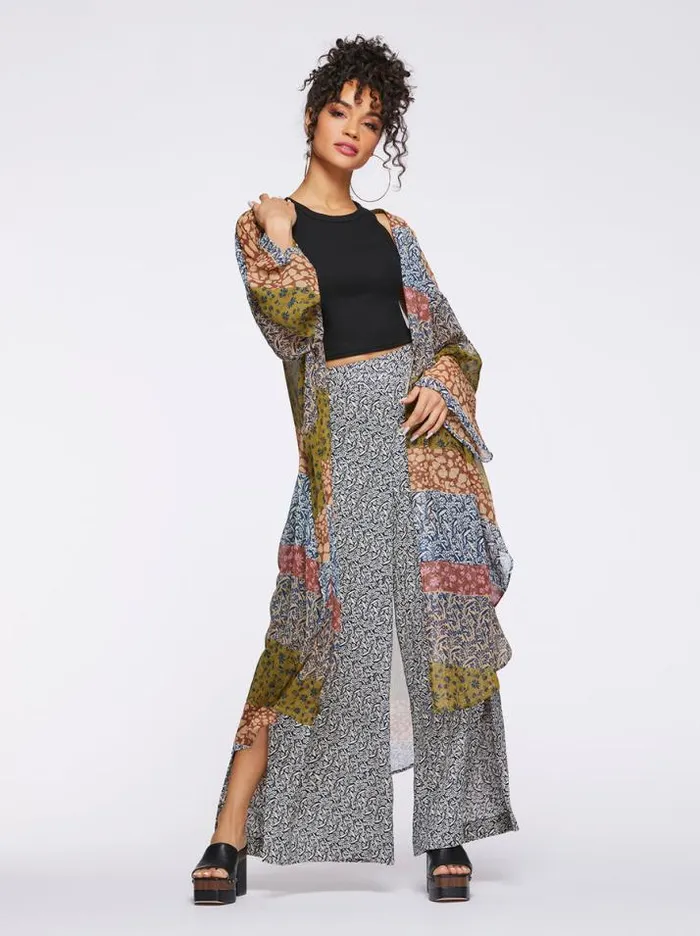 Tops Clothing Jessica Simpson Blaine Kimono In Blooming Patchwork