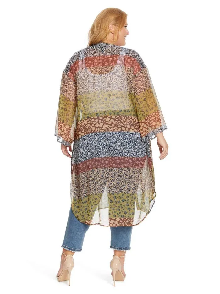 Tops Clothing Jessica Simpson Blaine Kimono In Blooming Patchwork