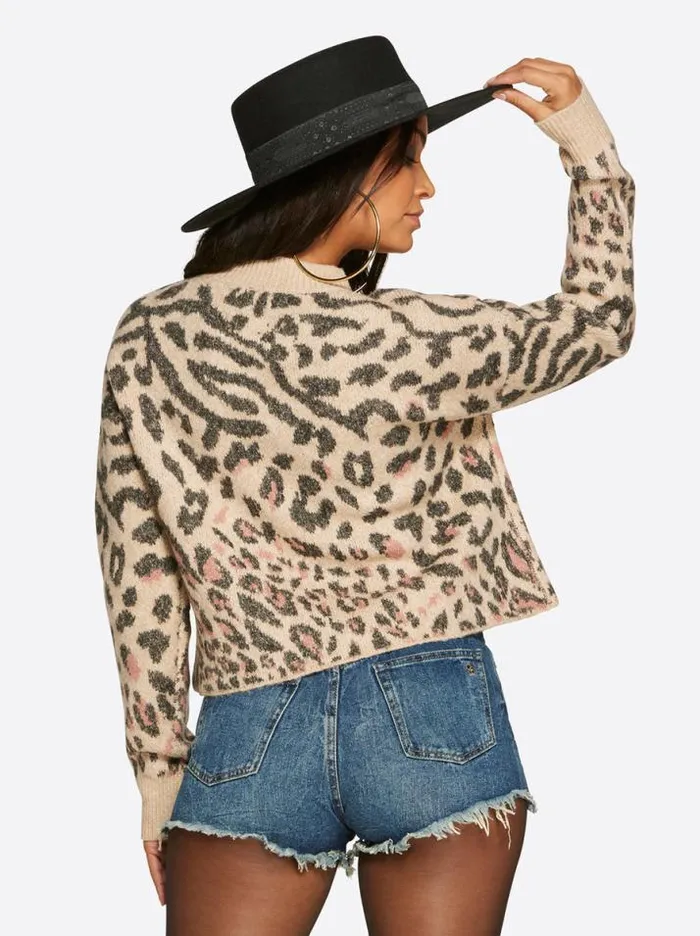 Tops Clothing Jessica Simpson Portia Sweater In Cameo Rose Animal