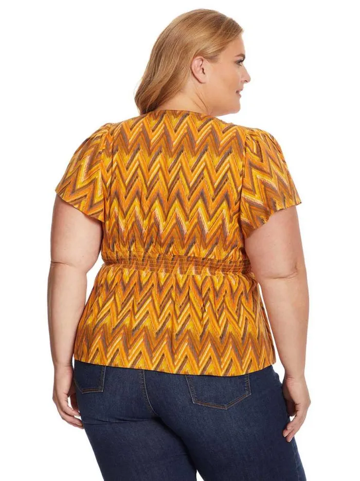 Tops Clothing Jessica Simpson Sariah Top In Ikat Chevron