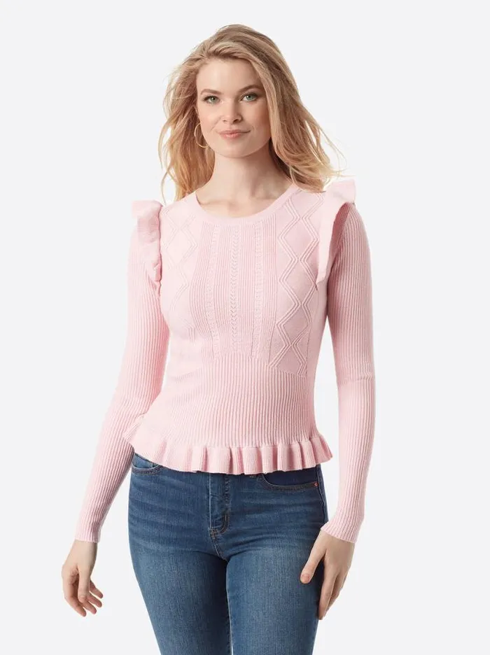 Tops Clothing Jessica Simpson Skye Sweater In Bridal Rose