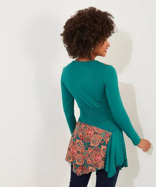 Tops Tunics and Blouses Joebrowns Apparel Statement Printed Jersey Tunic Green