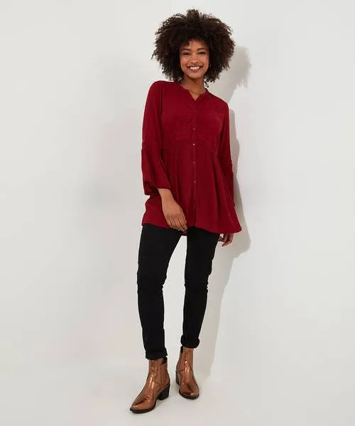 Tops Tunics and Blouses Joebrowns Apparel Truly Remarkable Embroidered Blouse Berry Tops Tunics and Blouses Joebrowns Apparel Truly Remarkable Embroidered Blouse Berry