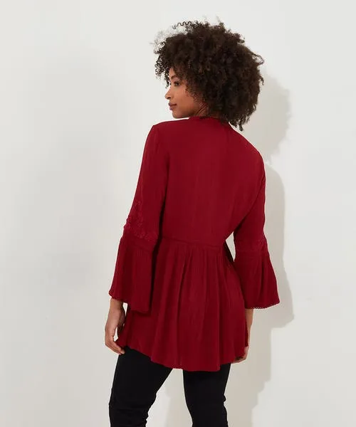 Tops Tunics and Blouses Joebrowns Apparel Truly Remarkable Embroidered Blouse Berry Tops Tunics and Blouses Joebrowns Apparel Truly Remarkable Embroidered Blouse Berry