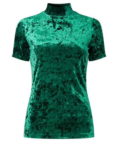 Tops Tunics and Blouses Marcie Velour Short Sleeved Top Green Joebrowns Apparel