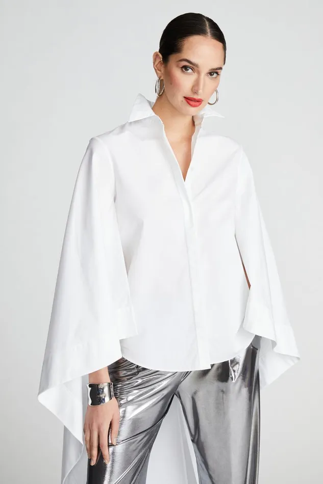 Tops Women Halston Cole Shirt In Poplin White