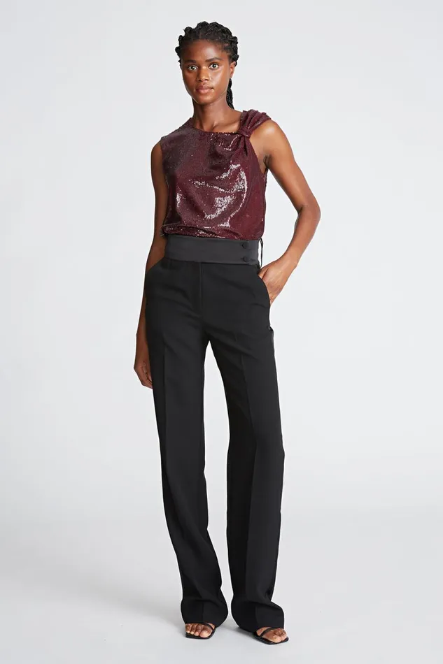 Tops Women Halston Cynthia Top In Sequins Bordeaux