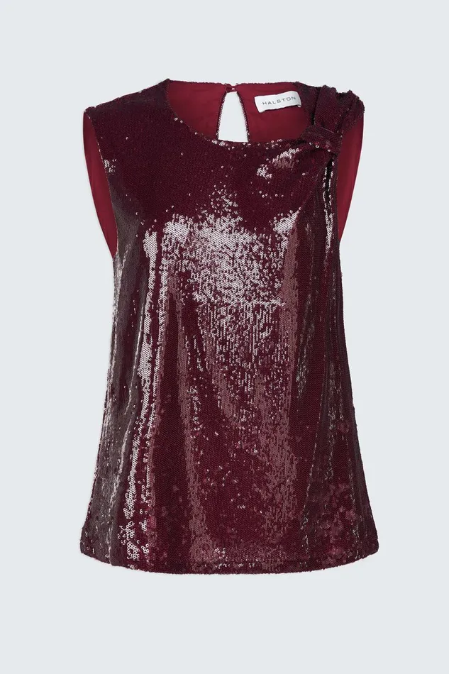 Tops Women Halston Cynthia Top In Sequins Bordeaux