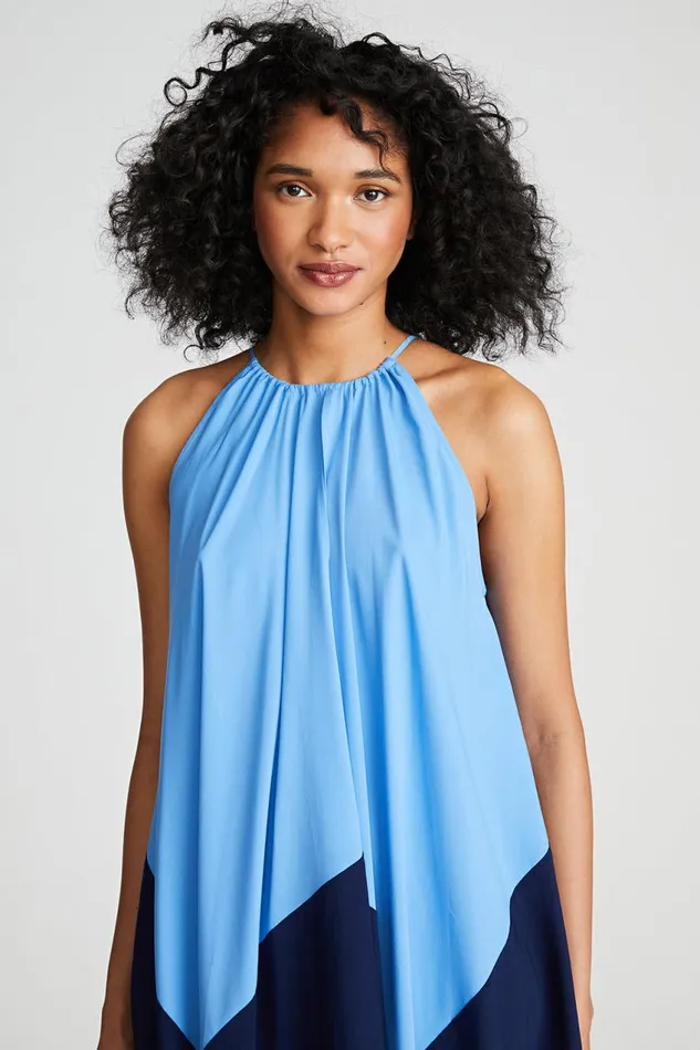 Tops Women Halston Kavita Top In Crepe De Chine Medium Blue