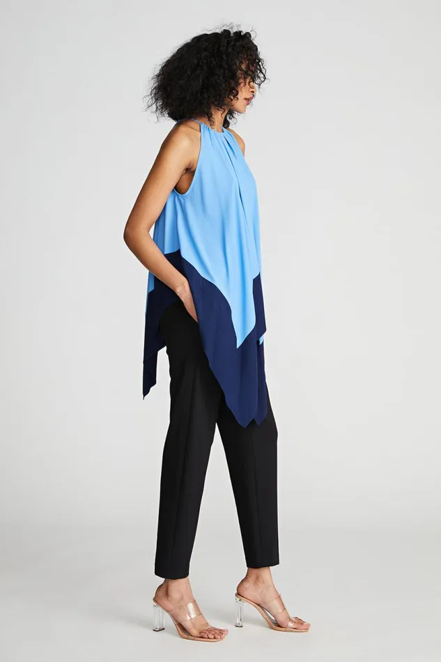 Tops Women Halston Kavita Top In Crepe De Chine Medium Blue