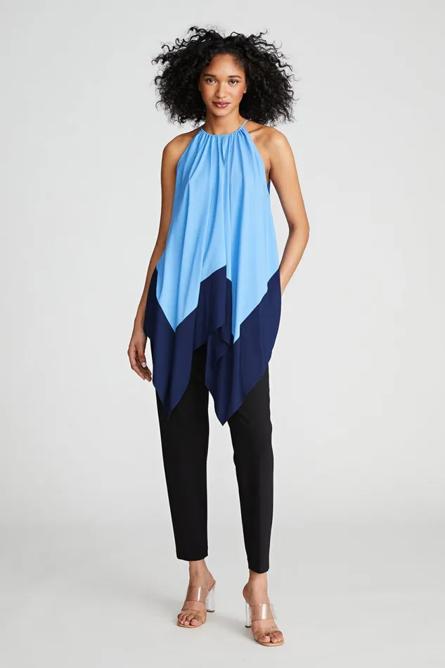 Tops Women Halston Kavita Top In Crepe De Chine Medium Blue