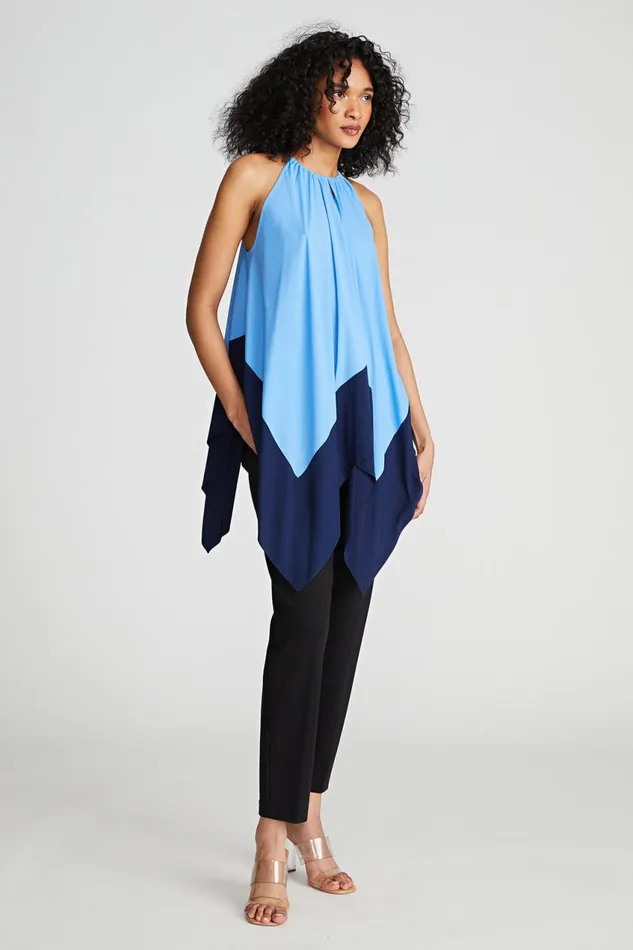 Tops Women Halston Kavita Top In Crepe De Chine Medium Blue