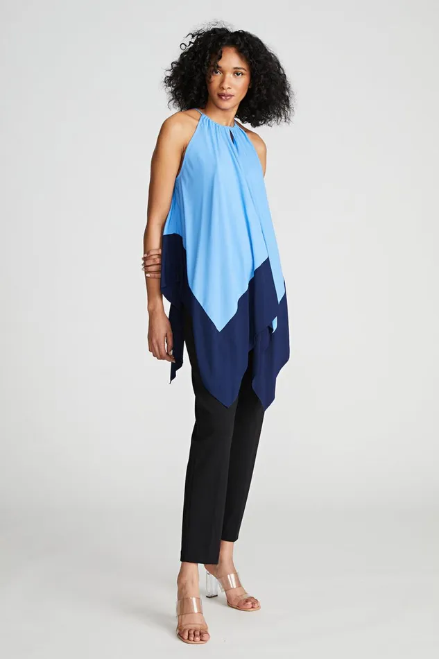 Tops Women Halston Kavita Top In Crepe De Chine Medium Blue