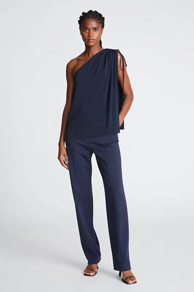 Tops Women Halston Nathalie Top In Stretch Jersey Midnight Tops Women Halston Nathalie Top In Stretch Jersey Midnight