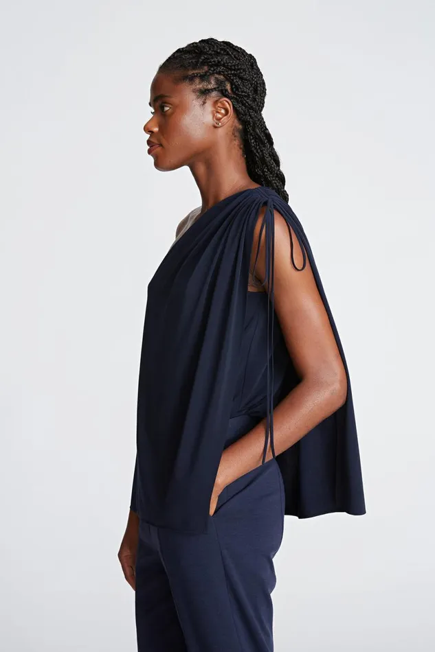 Tops Women Halston Nathalie Top In Stretch Jersey Midnight Tops Women Halston Nathalie Top In Stretch Jersey Midnight