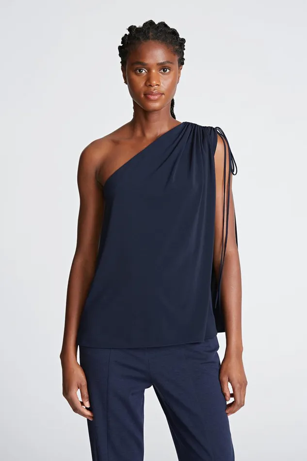 Tops Women Halston Nathalie Top In Stretch Jersey Midnight Tops Women Halston Nathalie Top In Stretch Jersey Midnight