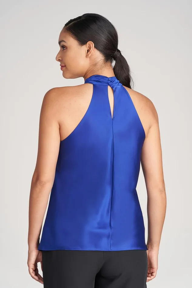 Tops Women Halston Samira Top In Charmeuse Lapis
