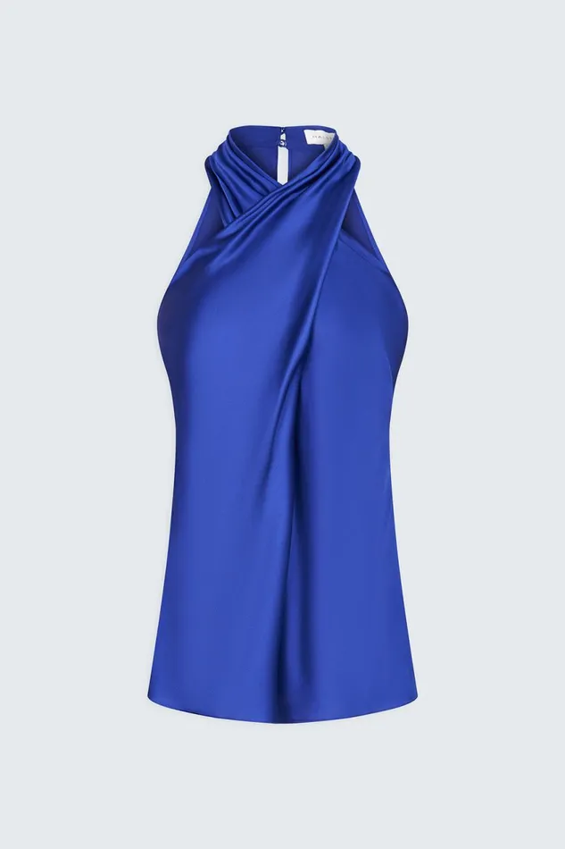 Tops Women Halston Samira Top In Charmeuse Lapis
