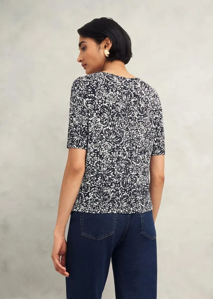 Tops Women HOBBS Jacqueline Print Top Navy Ivory