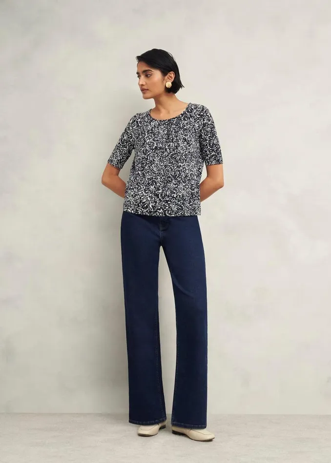Tops Women HOBBS Jacqueline Print Top Navy Ivory