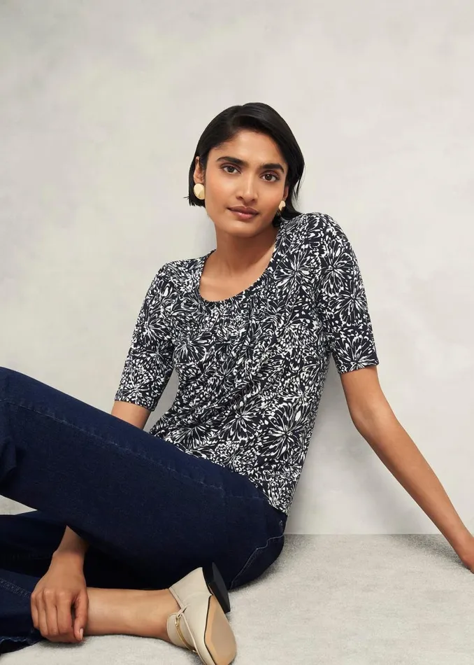 Tops Women HOBBS Jacqueline Print Top Navy Ivory