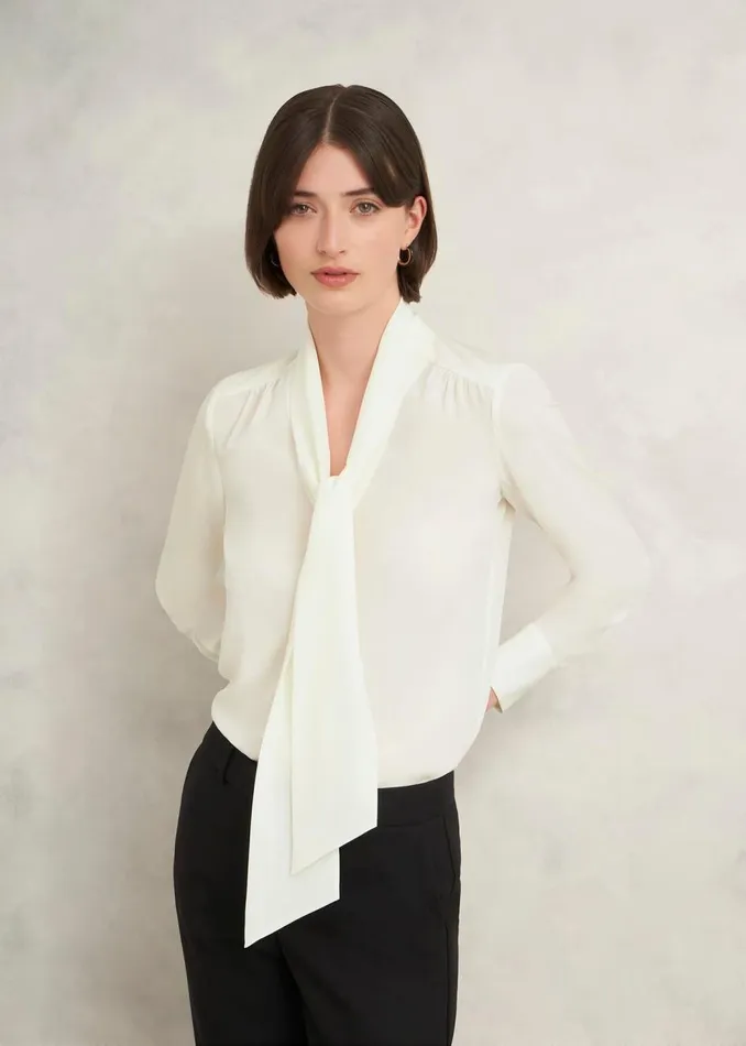 Tops Women HOBBS Mimi Silk Blouse Ivory