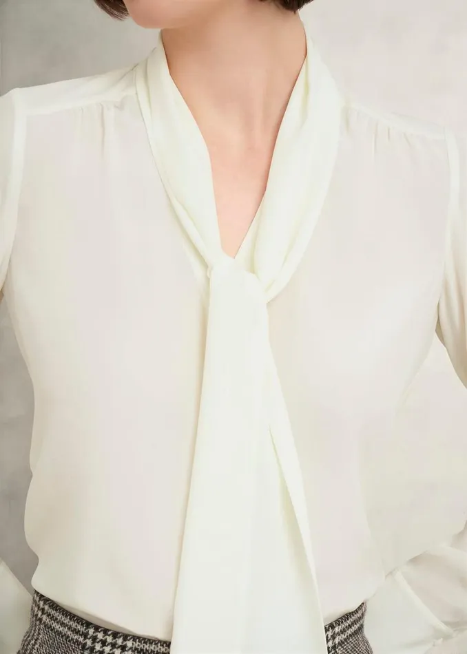 Tops Women HOBBS Mimi Silk Blouse Ivory