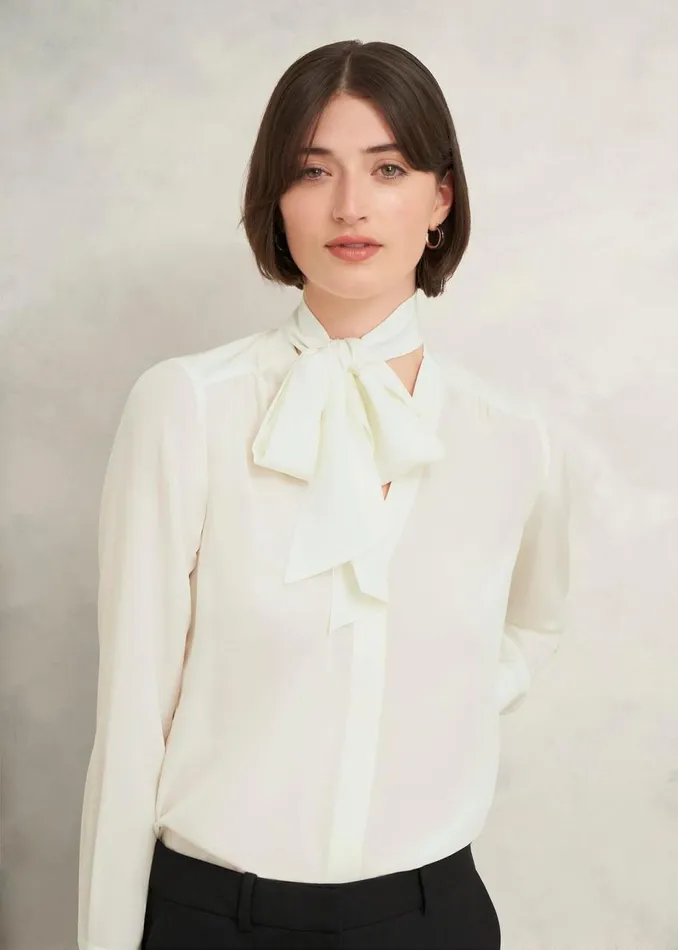 Tops Women HOBBS Mimi Silk Blouse Ivory