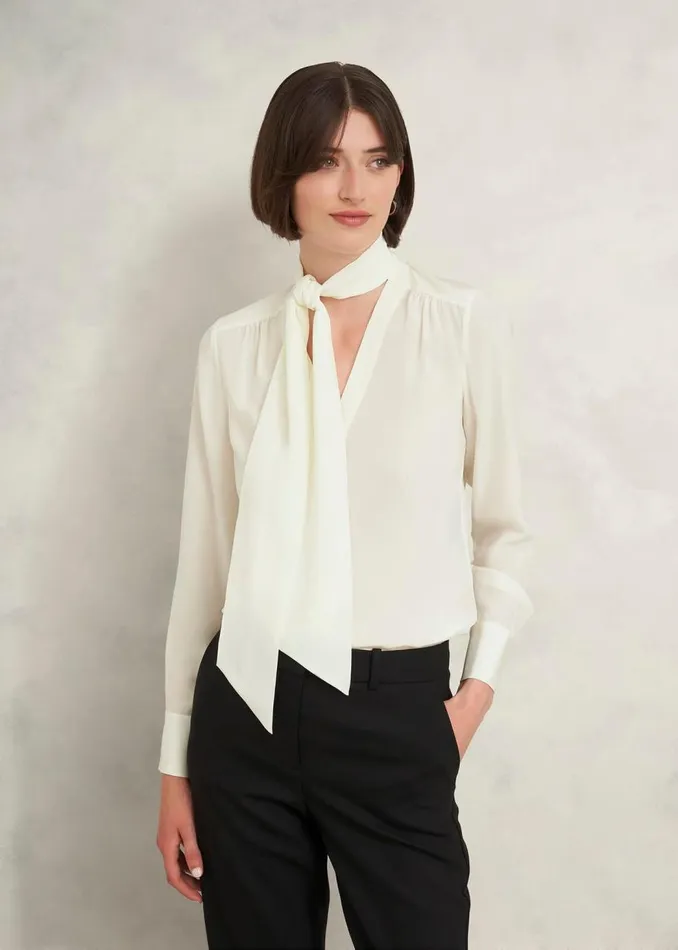 Tops Women HOBBS Mimi Silk Blouse Ivory