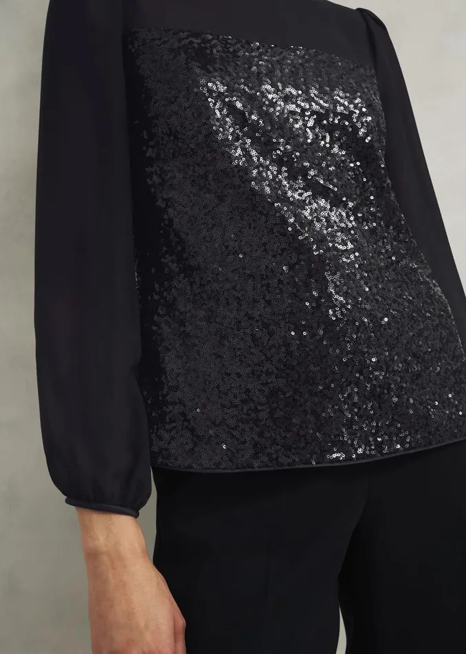 Tops Women HOBBS Zariah Sequin Top Black