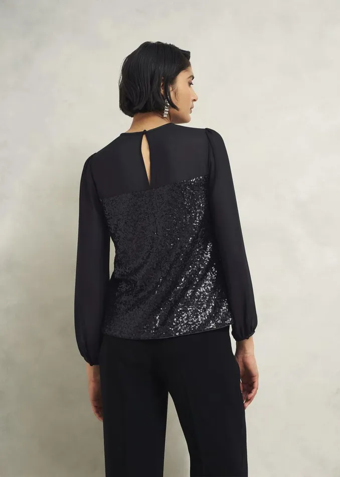 Tops Women HOBBS Zariah Sequin Top Black