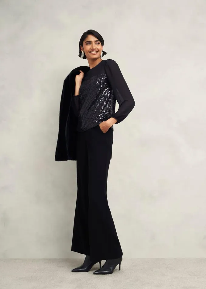 Tops Women HOBBS Zariah Sequin Top Black